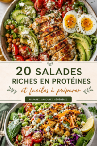 Salade colorée riche en protéines avec poulet grillé et légumes frais.