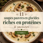 Une assortment de soupes riches en protéines dans des bols colorés