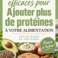 Femme préparant un repas riche en protéines avec des légumineuses et des viandes maigres