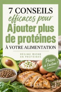 Femme préparant un repas riche en protéines avec des légumineuses et des viandes maigres
