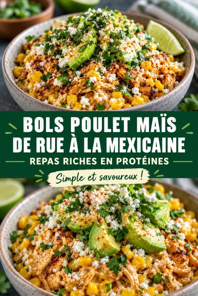Bols de poulet à la mexicaine garnis de légumes colorés et de sauces savoureuses