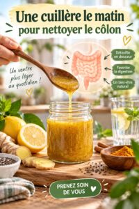 Une cuillère pleine de mélange santé pour débuter la journée.