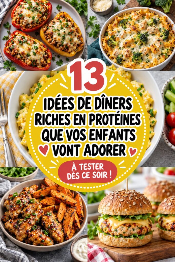 Un plat coloré et équilibré comprenant des aliments riches en protéines pour un dîner familial.