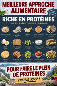 Femme préparant un plat riche en protéines avec des légumes frais