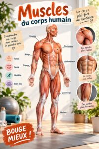 Illustration des muscles du corps humain, mettant en valeur les principaux groupes musculaires pour le fitness.