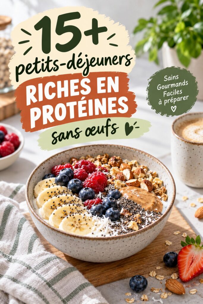Recettes de petits déjeuners protéinés sans œufs avec différents ingrédients