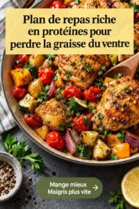Un plat riche en protéines avec des légumes colorés, idéal pour un régime de perte de ventre.