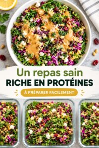 Salade riche en protéines avec légumes frais et quinoa dans un bol