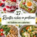 Assiette colorée avec plusieurs recettes saines et protéinées