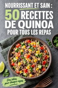 Un bol de quinoa coloré avec des légumes frais et des herbes, plat sain et équilibré.