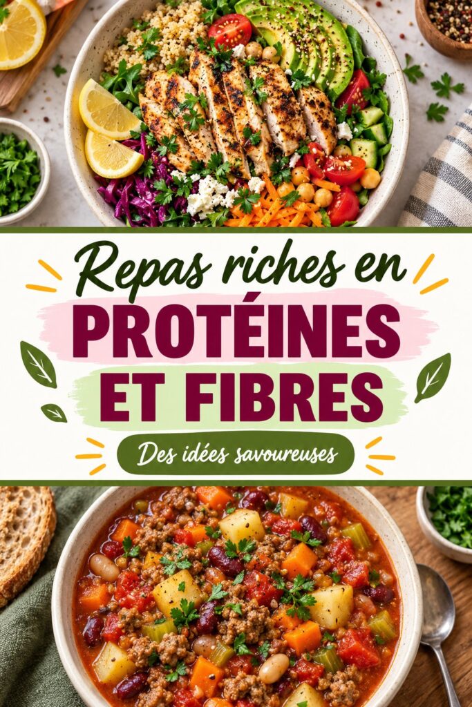 Recette colorée de bol protéiné avec légumes et légumineuses