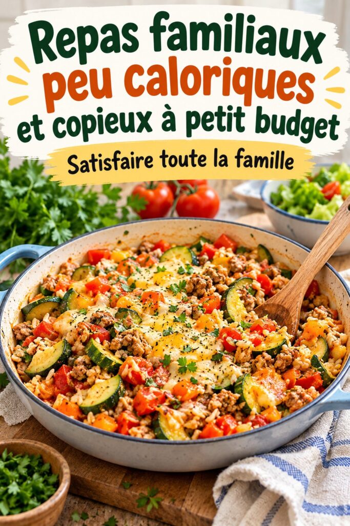 Table dressée avec des plats légers et colorés pour un dîner familial.
