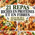 Repas riche en protéines et en fibres avec des légumes frais et des céréales