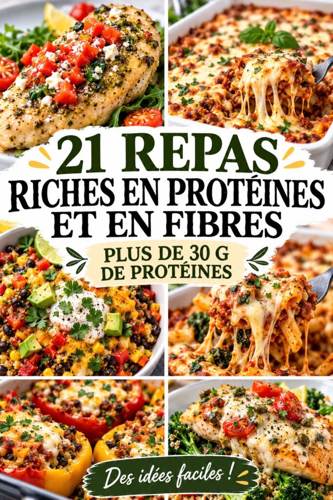 Repas riche en protéines et en fibres avec des légumes frais et des céréales