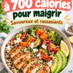 Des repas sains à 700 calories présentés dans une assiette colorée