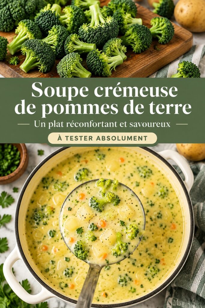 Une soupe de pommes de terre crémeuse servie dans un bol chaleureux, avec des herbes sur le dessus.