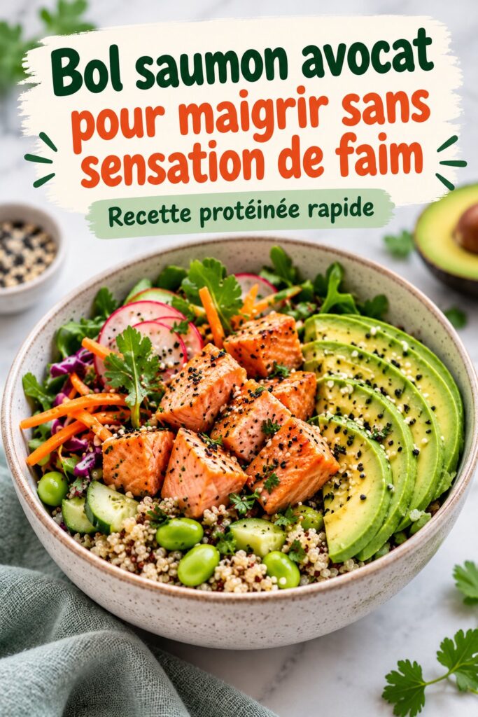 Bol saumon avocat appétissant, idéal pour un repas sain et rassasiant