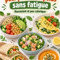 Un plat de déjeuner léger avec des légumes frais et des protéines maigres, idéal pour la perte de poids.
