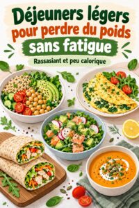 Un plat de déjeuner léger avec des légumes frais et des protéines maigres, idéal pour la perte de poids.