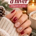 Femme aux ongles courts brillants avec un vernis de couleur hiver