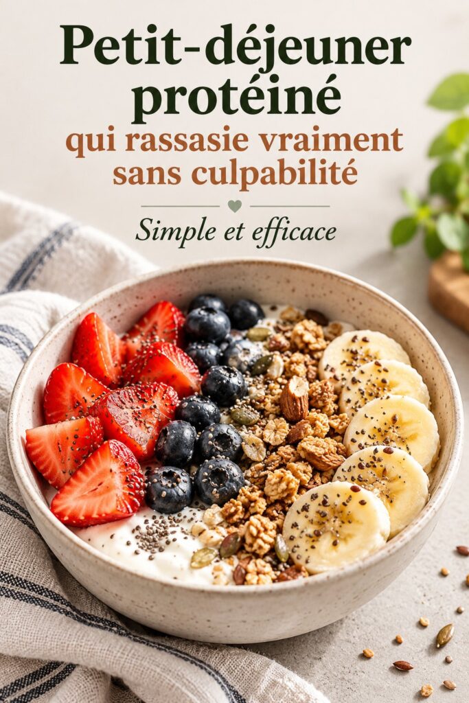 Petit-déjeuner protéiné avec yaourt, fruits et graines