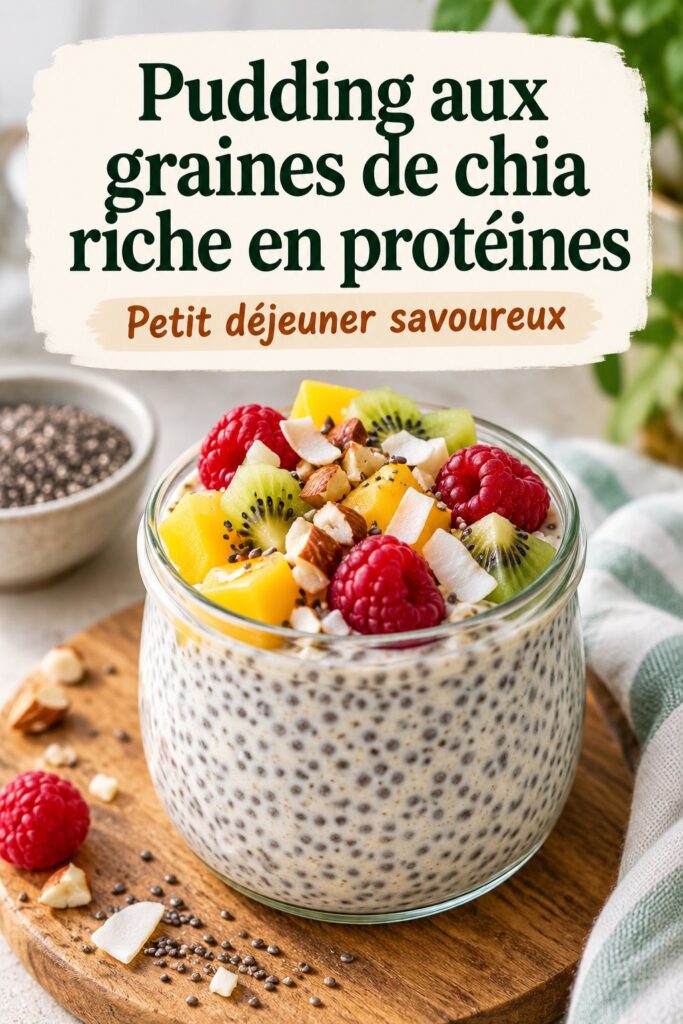 Pudding de chia riche en protéines avec des fruits frais