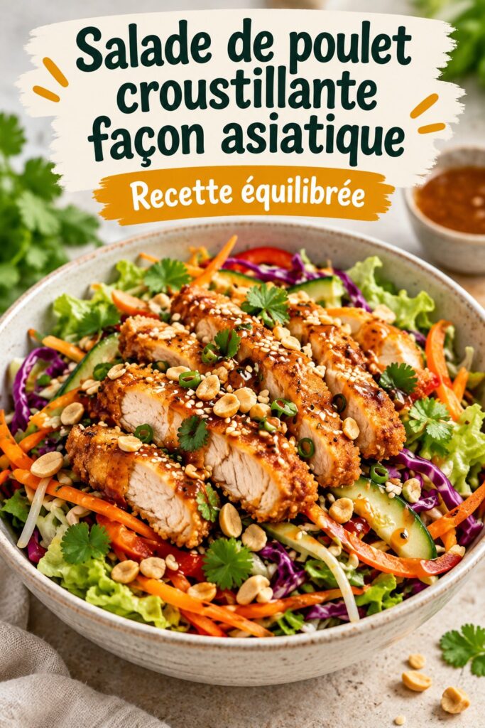 Salade croquante de poulet asiatique avec légumes frais et sauce