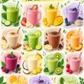Une sélection de smoothies légers et colorés pour un petit déjeuner sain.