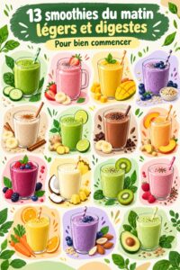 Une sélection de smoothies légers et colorés pour un petit déjeuner sain.